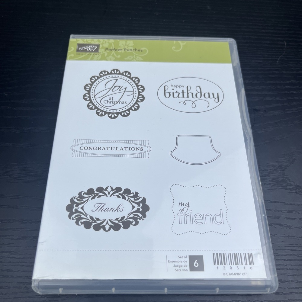 Stampin Up Perfect Punches Stamp Set Birthday Thanks Friend Congrats Rubber